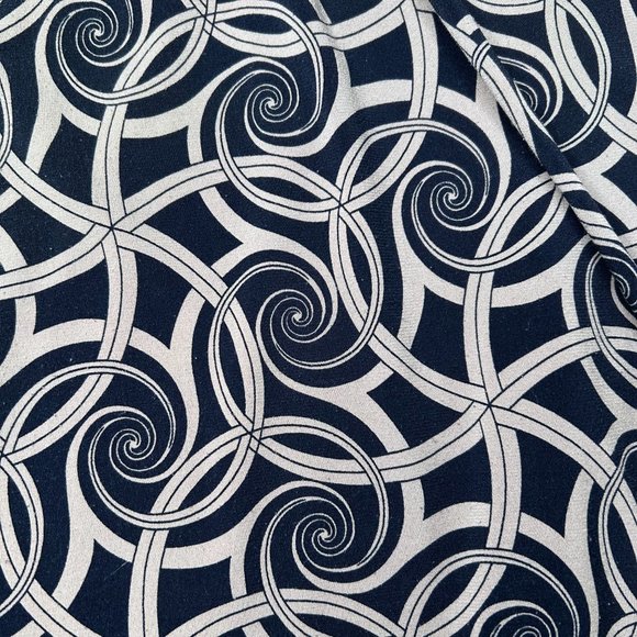 London Times Wrap Around Dress Women's 8 Black Brown Abstract Spiral Party - Picture 11 of 16